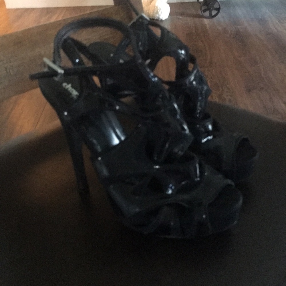 Black strap heels